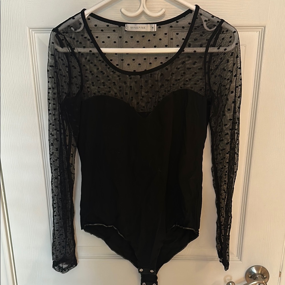 MINKPINK Black Sheer Long Sleeve Bodysuit